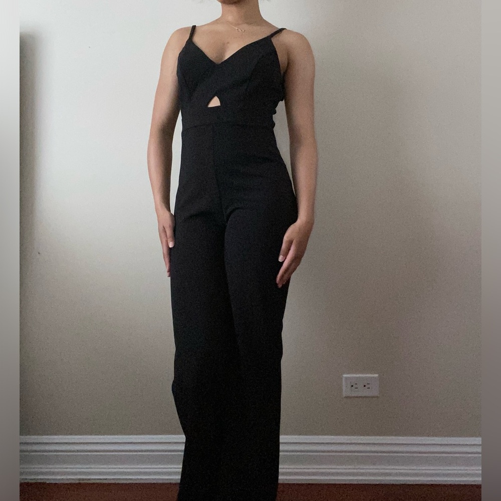 Fashion Nova Black Jumpsuit with Spaghetti Straps and Cutout